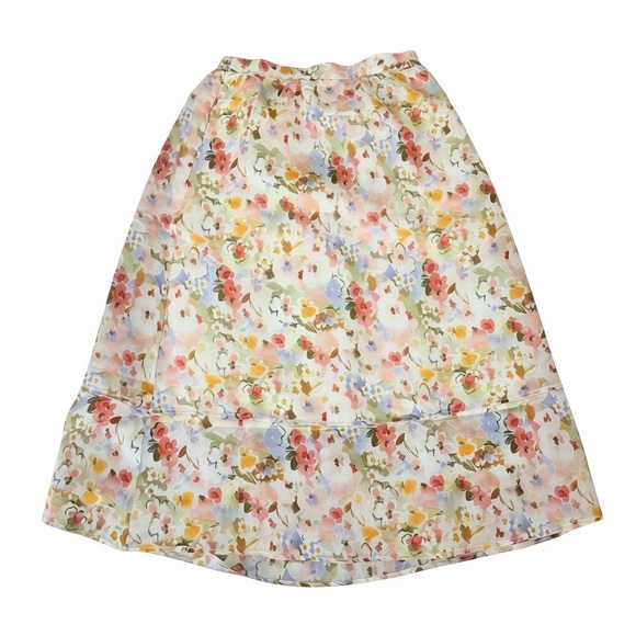 MELLODAY Dresses & Skirts - MELLODAY Women's Off White Floral Satin A-Line Maxi Skirt Large NWT